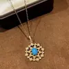 Collar de Plata de Ley S925 Estilo Palacio de Nicho Calado Copo de Nieve Turquesa Cadena de Clavícula Versátil de Lujo Retro Accesible