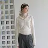 Suéter de punto liso con capucha estilo coreano para mujer, suéter de otoño ajustado, capa base, ceñido a la cintura, top moderno para invierno