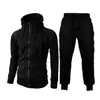Nuevo suéter jacquard deportivo casual para hombre, cárdigan de forro polar con capucha, traje del mismo color