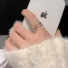 Anillo Abierto de Doble Capa con Personalidad de Moda Fritillaria Blanca ~ Anillo de Dedo con Sentido de Diseño de Nicho de Ins Anillo de Lujo Ligero con Sentido Avanzado