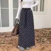 Falda Midi de Cuadros Vintage de Pierna Recta para Mujer, Otoño Petite con Cordón de Cintura Alta Adelgazante con Caída en Línea A