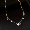 Colar Coração de Concha com Zircônia Banhado a Ouro Real 14k Luxo Leve Sensação de Alto Padrão Corrente para Clavícula Design de Nicho Temperamento Acessório de Colar
