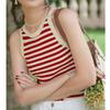 Camiseta sin mangas de tirantes estilo 2026, Camiseta sin mangas de rayas en bloques de color de moda para mujer, Top básico puro y seductor