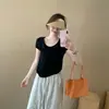 Camiseta de punto de manga corta tie-dye clásica, nueva de verano 2026, estilo coreano, versátil, casual, elegante, ligera, para mujer
