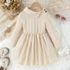 Comércio Exterior Transfronteiriço outono e inverno novo vestido simples infantil cor sólida malha manga longa saia evasê em estoque atacado