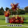 Novo estilo casamento grande estilo arranjo de chão flor simulação flor de seda produto acabado decoração arranjo de flor de eucalipto guia de caminho de palco T arte floral de casamento