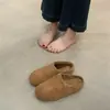 Zapatos Birkenstock de estilo coreano con punta cerrada para mujer para usar en exteriores, Nuevos estilos de zapatillas cálidas de algodón afelpado, Medias zapatillas Birkenstock de estilo perezoso para una pierna