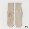 Meias de Yoga 100% Algodão Meias de Cano Médio Meias para Pular Corda Meias Esportivas Silicone Antiderrapante Fitness Interno Pilates Meias Femininas 95% Algodão