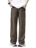 Pantalones casuales de trabajo al aire libre estilo americano moderno 2026 para hombre de Maple House, pantalones rectos de pierna ancha finos de algodón liso