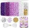Venda Quente Transfronteiriça Kit DIY de Argila Macia 6 Compartimentos Contas de Letra Contas de Arroz Contas Espaçadoras Fio Elástico Caixa de Materiais Conjunto