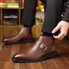 Suministro Especial Transfronterizo Botas de Cuero para Hombre de Caña Alta sin Cordones Zapatos Formales Casuales de Caballero Talla Grande 48 Cremallera Lateral Botas Martin para Todas las Estaciones