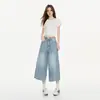 Jeans Crop Cortos Versátiles de Pierna Recta Suelta de Cintura Alta Azul Glaciar Retro Americano para Mujer Nuevo Estilo 2026