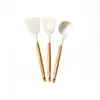 Atacado do Fabricante Espátula de Silicone para Panelas Antiaderentes, Espátula Doméstica de Madeira de Faia, Concha para Sopa Resistente a Altas Temperaturas, Utensílios de Cozinha Transfronteiriços