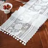 Bandeira de Mesa de Renda Retrô de Luxo Leve Mesa de Jantar Decorativa de Alta Qualidade Nova Mesa de Centro Americana Borla de Crochê Natal Cruzamento