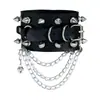 Pulsera de múltiples cadenas estilo punk retro con remaches europeos y americanos, pulsera de cuero para pareja no convencional, accesorio de pulsera de PU