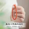 Pulsera de Ágata Nanhong Natural de Liangshan con Cuentas Pequeñas, Círculo Único, Buena Suerte para Hombres y Mujeres, Rojo Caqui Ultra Fino, Pulsera del Año Zodiacal