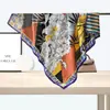 Nuevo Pañuelo Cuadrado de Terciopelo Impreso por Ambos Lados para Mujer, Estilo Coreano Retro Patrón de Espiga 90 Pañuelo de Seda con Elegante Chal Lote