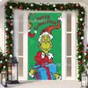 Cubierta de Puerta Decoración de Dibujos Animados del Grinch Cubierta de Puerta Navideña Monstruo Verde Grinch Tela Colgante Tapiz Fondo de Cubierta de Puerta