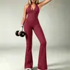 Macacão de Yoga Esportivo Peça Única, Conjunto de Macacão Peça Única para Mulheres, Macacão Fitness Peça Única de Alta Qualidade, Calça Flare, Macacão de Treino para Pilates