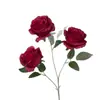 Flores Artificiales, Rosa Anna de Tres Cabezas, Arreglo Floral de Piso para Salón de Bodas, Decoración del Hogar, Flores Falsas, Venta al por Mayor desde Fabricante, Flores de Seda para Hotel