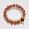 Pulseira de Cristal Olho de Tigre Dourado Natural Beigang Nanchen para Mulheres, Pulseira Versátil de Pedra da Lua Laranja Atacado