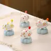 Figura de Gato Pequeño de Cerámica de Dehua Pintada a Mano de Colores, Gato de la Fortuna Adorno de Escritorio para Aliviar el Estrés, Adorno para Mascota de Té al por Mayor