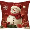 Funda de Cojín Decorativo Papá Noel Muñeco de Nieve Reno Impresa por un Lado para Navidad Invierno Sala de Estar Sofá Dormitorio
