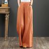 Pantalones Rectos de Pierna Ancha de Algodón y Lino Artísticos Nuevos de Verano para Mujer, Versátiles, Holgados, de Cintura Alta, Largo hasta el Suelo