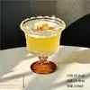 Taça de Sobremesa para Sorvete de Cristal Marrom Embossado Retrô, Copo Alto Doméstico Estilo Europeu com Alto Valor Estético
