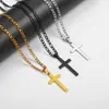 Venda quente transfronteiriça colar de cruz em aço inoxidável ouro 18K corrente Figaro masculina Pingente de dez cores prata preta dourada