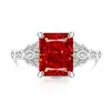 Transmisión en vivo súper ventas anillo cuadrado corte flor de hielo gema de color anillo de dedo bañado en oro real diamante de alto carbono súper brillante para mujer venta al por mayor transfronteriza gota a gota