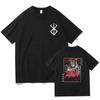 Camiseta Street Hip Hop Masculina Camiseta Estampada Anime Berserk Guts Camiseta Respirável para Homens e Mulheres