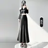 Saia de Cetim de Seda Acetato para Mulheres, Saia Midi Fluida de Primavera e Verão, Elegante Saia Lápis Justa ao Corpo Estilo Cauda de Peixe