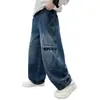Ropa para niños para niños, pantalones de otoño, nuevo estilo primavera y otoño 2026, jeans de pierna recta para niños mayores, pantalones largos de otoño para niños