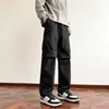 Pantalones de trabajo retro estilo americano multibolsillos, para hombre, pierna recta, corte holgado, otoño/invierno, pantalones largos casuales para hombre de calidad de exportación
