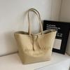 Bolsa Tote de Lona Casual de Grande Capacidade com Letras para Mulheres 2025 Novo Estilo Roupa de Trabalho Simples para o Trabalho Bolsa de Ombro de Alto Valor