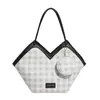 Design de Nicho Fita Xadrez Grande Capacidade Bolsa para Trabalho e Deslocamento Feminina 2025 Nova Bolsa Tote Versátil de Ombro