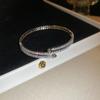 Pulseira Aberta Geométrica Cravejada com Diamantes, Luxo Leve, Alta Qualidade, Pulseira Personalizada da Moda, Elegante, Simples e Versátil para Mulheres