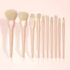 Color caramelo 10 brochas de maquillaje traje para principiantes mango de cepillo integrado cerdas suaves brocha suelta brocha para sombra de ojos brocha para base