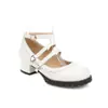 Sapatos Mary Jane de Renda, Salto Médio, Tamanho 30-46, Sapatos de Bico Redondo Grande para Exportação, Estilo para o Ano Todo T518-1