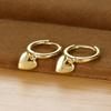 Pendientes de aro con forma de corazón estilo japonés y coreano, sencillos, con hebilla pequeña para las orejas, elegantes, artísticos y fríos, para mujer