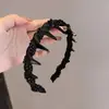 Faixa de Cabeça Preta com Strass Falso para Mulheres 2026 Nova Topo de Caveira Alta Outono/Inverno Presilha de Cabelo Diária para Uso Externo Com Dentes Faixa de Cabeça Antiderrapante para Lavar o Rosto