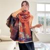 Cachecol Retrô Novo Estilo Flor de Ameixa para Mulheres, Imitação de Caxemira, Cachecol de Pescoço Dupla Face Espessado para Estudantes, Xale Fashion, Peça de Roupa Externa Quente e Versátil
