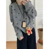 Cardigan de Punto Perezoso con Cuello Redondo y Lunares Estilo Coreano 2026 Otoño/Invierno Nuevo Holgado Suave Pegajoso Versátil Abrigo Suéter para Mujer