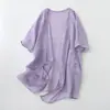 Foto Real de Cardigan Ultra Fino Solto de Verão 2026 para Mulheres, Jaqueta Xale de Comprimento Médio Combinada com Camisa de Proteção Solar Oversized