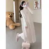 Conjunto de vestido chaleco de punto para maternidad con cordones de encaje estilo coreano, vestido chaleco de punto sin mangas para maternidad, otoño e invierno, encaje suave