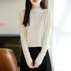 Camiseta Térmica de Punto Jacquard con Encaje de Cuello Medio Transfronteriza para Mujer Nueva Primavera y Otoño Tallas Grandes Ropa para Mujer Top Suéter de Otoño e Invierno Mujer