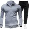 Amazon Transfronterizo Nuevo Estilo Sudadera con Cremallera y Cuello Alto de Forro Polar para Hombre Chaqueta Sudadera Cardigan de Color Sólido con Cuello Alto para Hombre