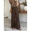 Tiro real: Calça de terno designer estilo coreano outono, caimento solto, calça casual para mulheres, calça de perna larga, calça de cintura alta com caimento fluido