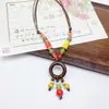 Colar de contas de cerâmica colorida Moda Retro Novo Estilo Chinês Personalidade Colar Longo Camada Dupla Colar Colar Avançado Atacado